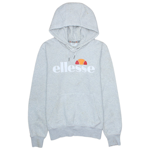 Vintage Ellesse 90's Spellout Pullover Hoodie Small Grey