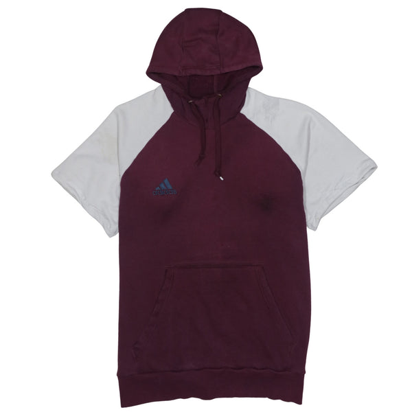 Adidas 90's Short Sleeve Pullover Hoodie XXLarge (2XL) Burgundy Red