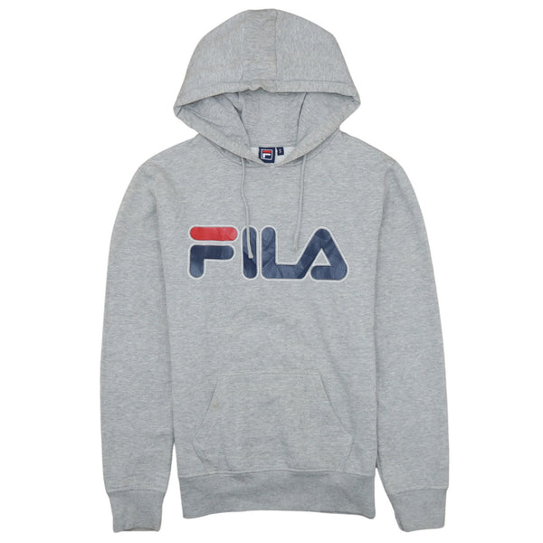 Vintage Fila 90's Grey Spellout Pullover Hoodie Men's Small