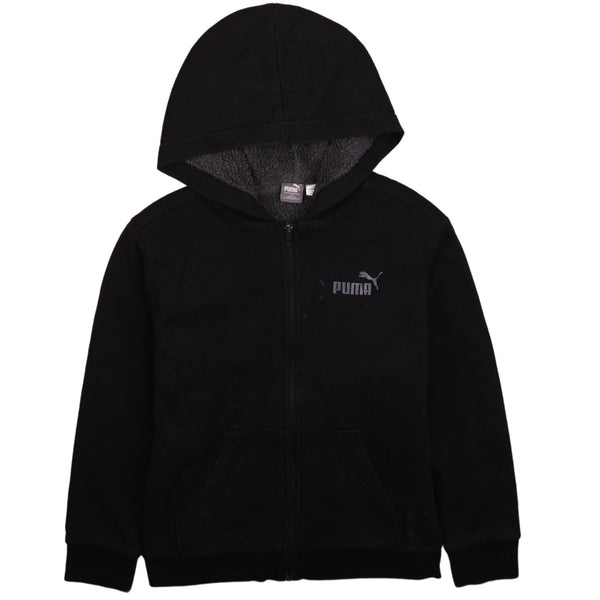 Puma 90's Women's Medium Black Full Zip Hoodie With Drawstring Pockets