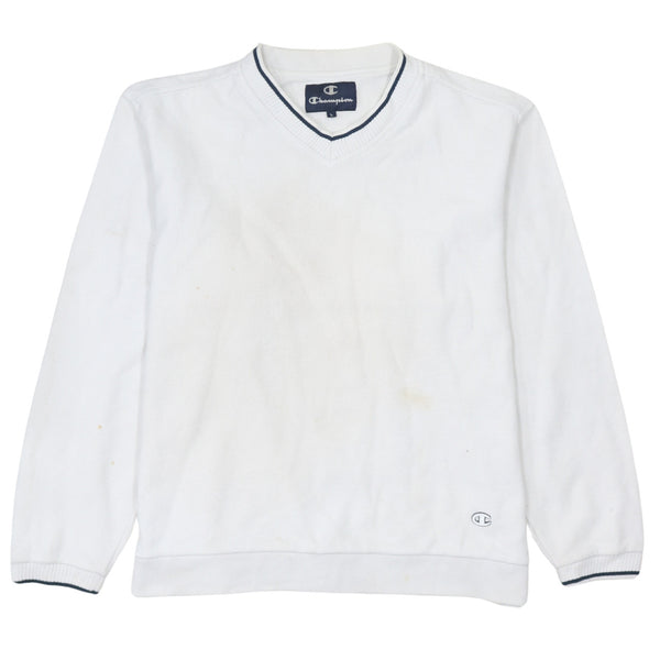 Champion 90's Lightweight V Neck Sweatshirt Large White