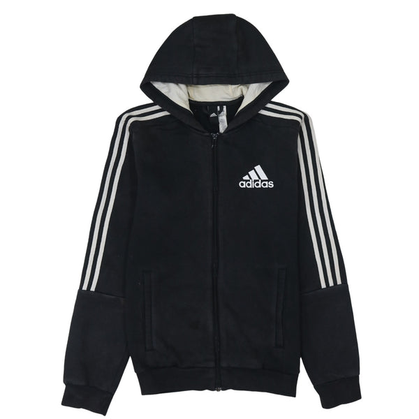 Adidas 90's Striped Sleeve Full Zip Up Hoodie Small Black