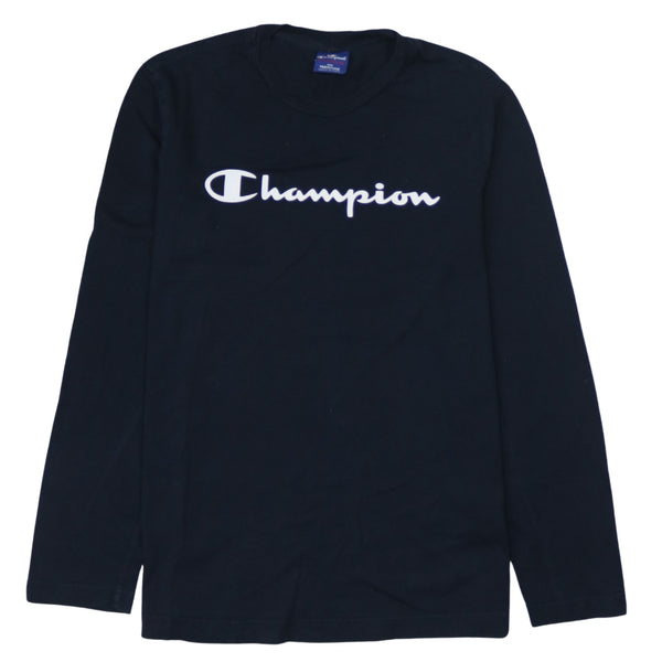 Champion 90's Spellout Crew Neck Sweatshirt Medium Navy Blue