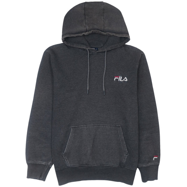 Vintage Fila 90's Grey Pullover Hoodie with Drawstring Pockets - Men's Large