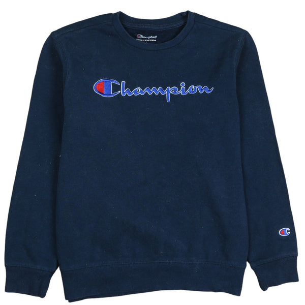 Champion Vintage 90's Navy Blue Spellout Crew Neck Sweatshirt Large