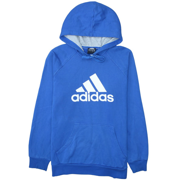 Adidas 90's Spellout Pullover Hoodie Large Blue