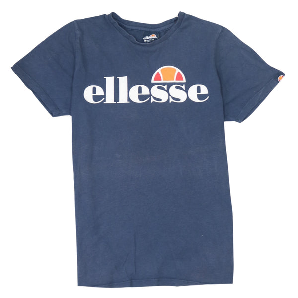 Ellesse Vintage 90's Spellout T-Shirt Small Navy Blue Short Sleeves