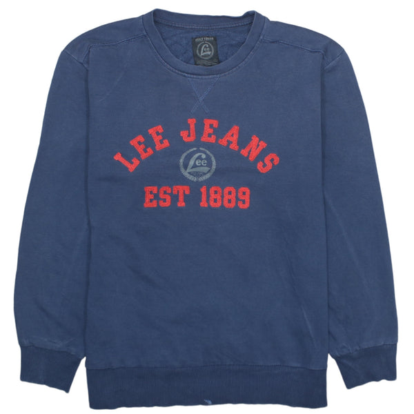 Lee Vintage 90's Spellout Crew Neck Sweatshirt XXL Navy Cotton