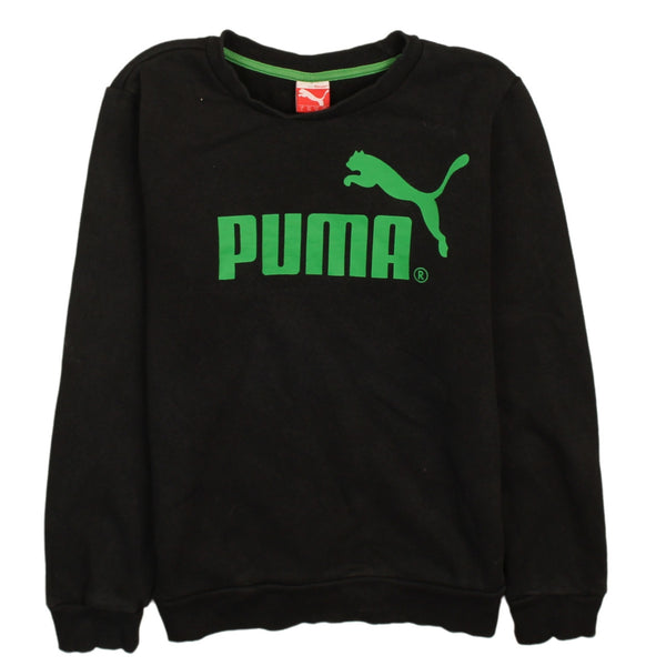 Puma 90's Vintage Black Spellout Crew Neck Sweatshirt Women's Large