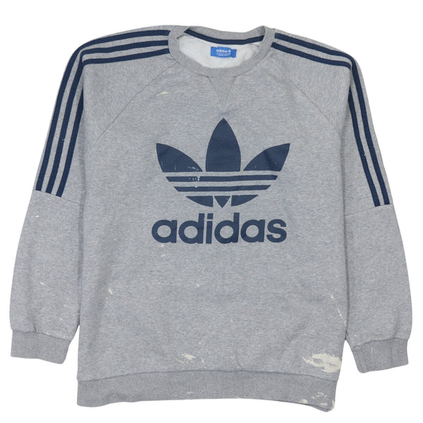 Adidas 90's Spellout Crew Neck Sweatshirt Large Grey - Vintage Streetwear