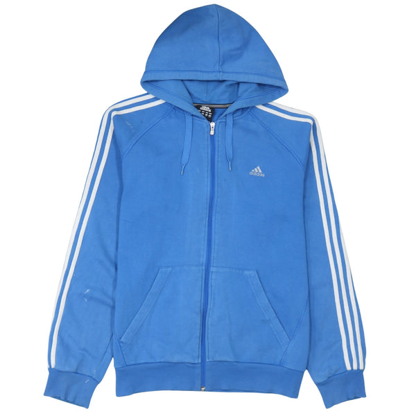 Adidas 90's Striped Sleeve Full Zip Up Hoodie Large Blue