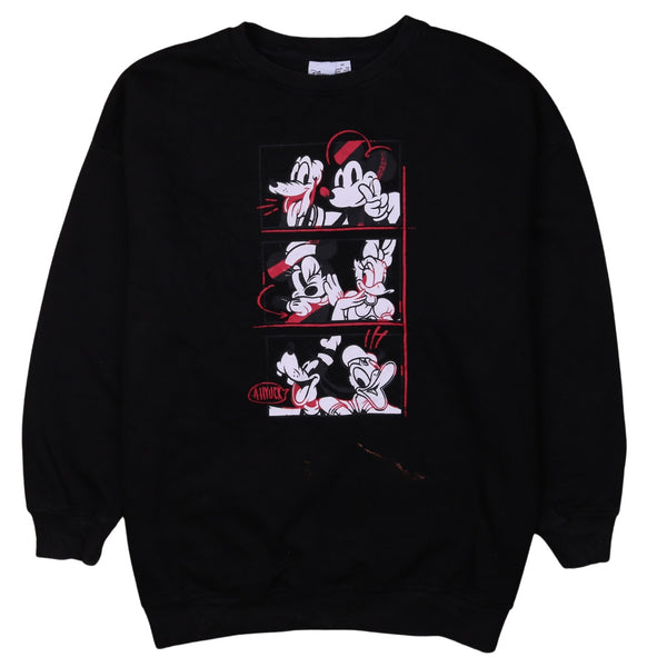 Vintage 90s Disney Mickey Mouse Crew Neck Sweatshirt Medium Black