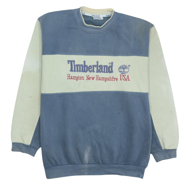 Timberland 90's Spellout Crew Neck Sweatshirt XLarge Blue
