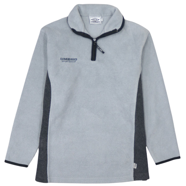 Vintage Umbro 90's Grey Hiking Warm Quarter Zip Fleece Jumper, Men's Small