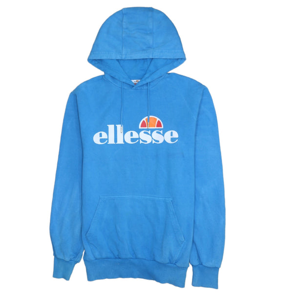 Ellesse 90's Spellout Pullover Hoodie Large Blue Retro Style