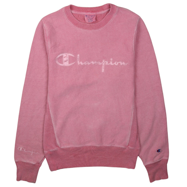 Champion 90's Vintage Pink Spellout Crew Neck Sweatshirt XS