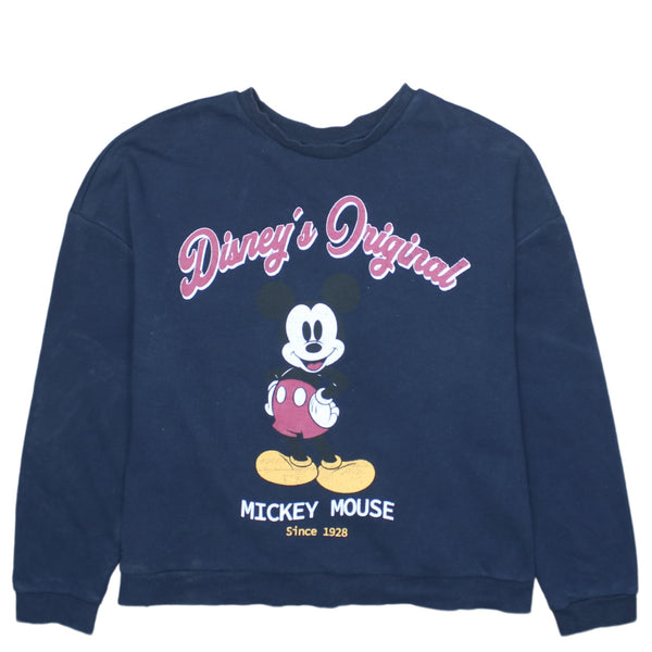 Vintage 90's Disney Mickey Mouse Crew Neck Sweatshirt XL Navy Cotton