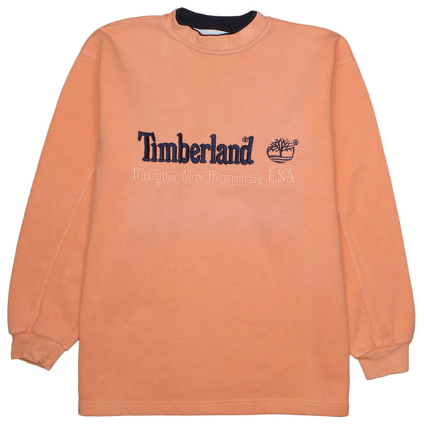 Vintage 90's Timberland Spellout Crew Neck Sweatshirt, Large, Orange