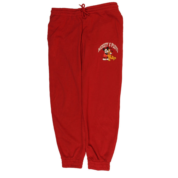 Disney 90's Red Vintage Joggers Sweatpants Medium Elastic Waistband