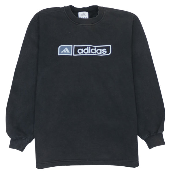 Adidas 90's Vintage Black Spellout Crew Neck Sweatshirt Women's Large