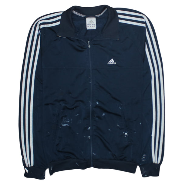 Adidas 90's Striped Sleeve Full Zip Up Sweatshirt Medium Navy Blue