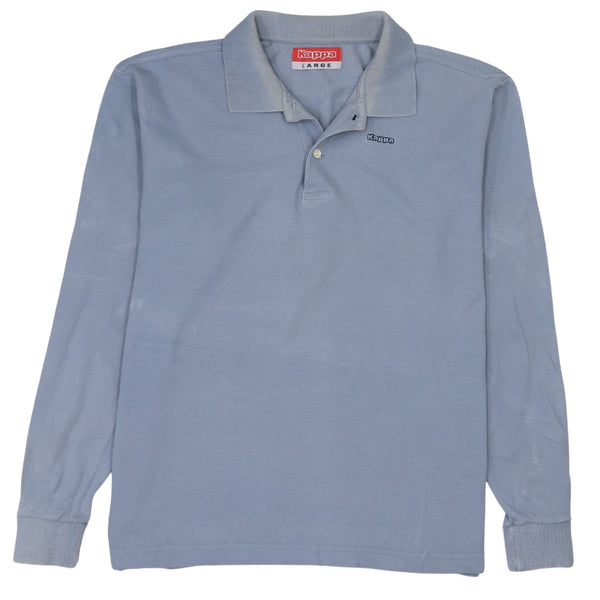 Kappa Men's Vintage 90's Grey Long Sleeve Polo Shirt Large Button