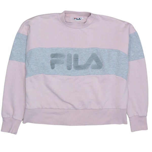 Fila 90's Spellout Crew Neck Sweatshirt Small Pink