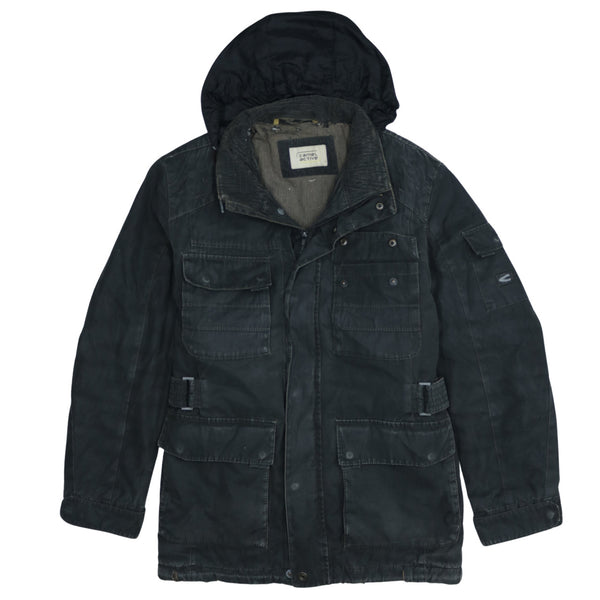 Retro 90's Black Hooded Windbreaker Medium Full Zip