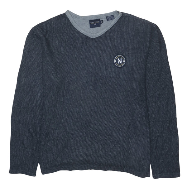 Vintage Nautica 90's Black Lightweight V-Neck Sweatshirt XL - Classic Men's Fashion