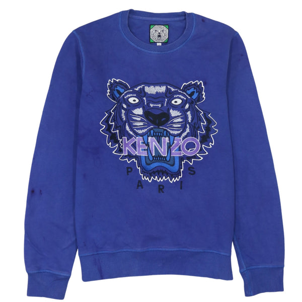 Kenzo 90's Spellout Crew Neck Sweatshirt Small Blue