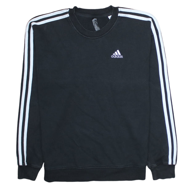 Adidas 90's Striped Sleeve Crew Neck Sweatshirt XSmall Black