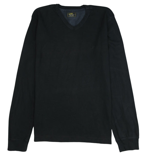 Lee 90's Vintage Black V Neck Cotton Sweatshirt XXLarge (2XL)