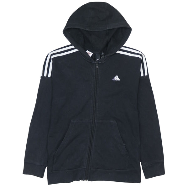 Adidas 90's Drawstring Pockets Full Zip Up Hoodie XSmall  Black