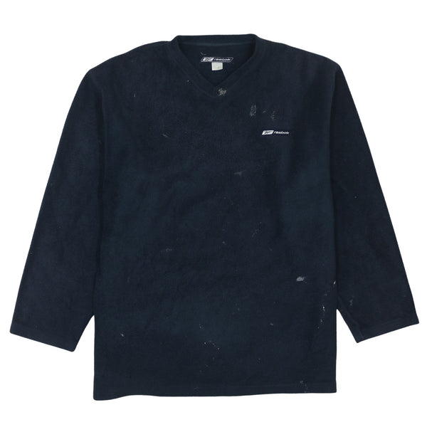 Reebok 90's Hiking Warm Crew Neck Fleece Jumper Large Navy Blue