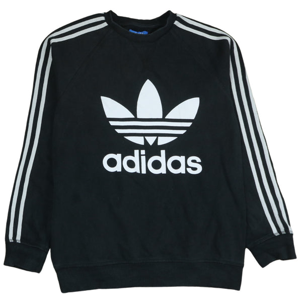 Adidas 90's Black Crewneck Sweatshirt Mens Small Spellout Logo Classic