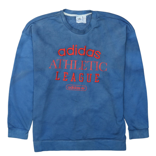 Adidas 90's Blue Spellout Crew Neck Sweatshirt Women's Medium