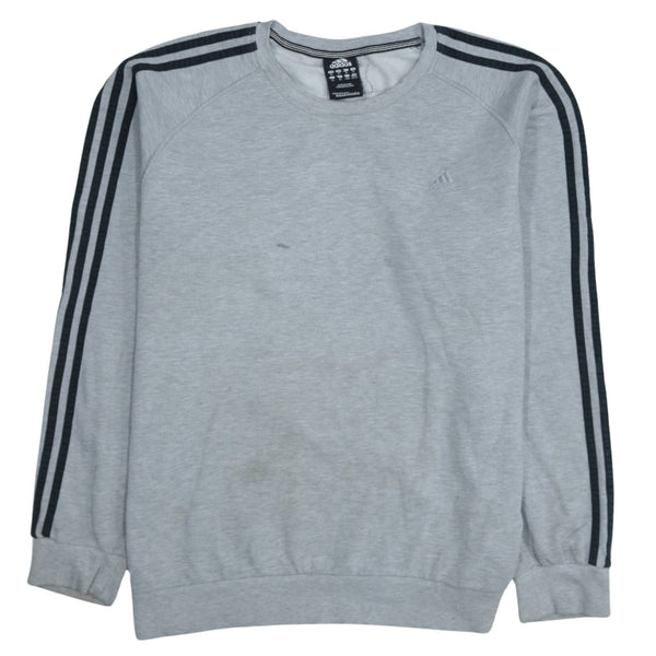 Adidas Vintage 90's Grey Striped Sleeve XLarge Crew Neck Sweatshirt