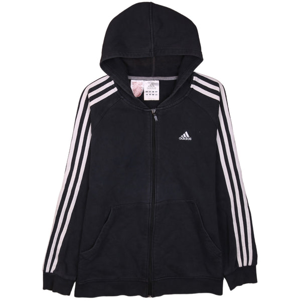 Adidas 90's Striped Sleeves Full Zip Up Hoodie Large Black