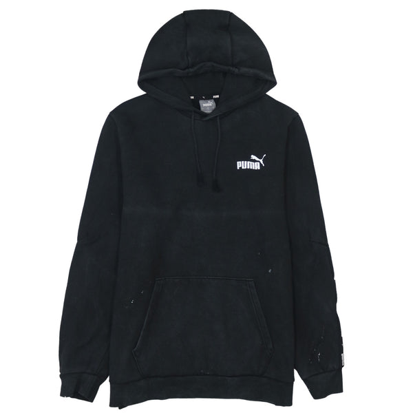 Puma 90's Drawstring Pockets Pullover Hoodie Large Black