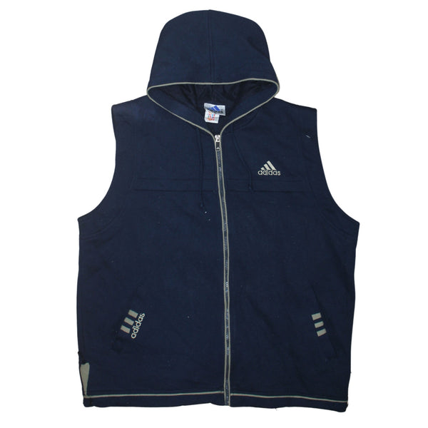 Adidas 90's Vest Sleeveless Full Zip Up Gilet XLarge Navy Blue
