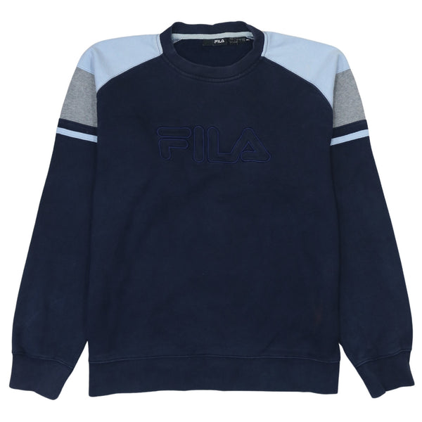 Fila 90's Vintage Navy Blue Lightweight Crew Neck Sweatshirt Men's Large