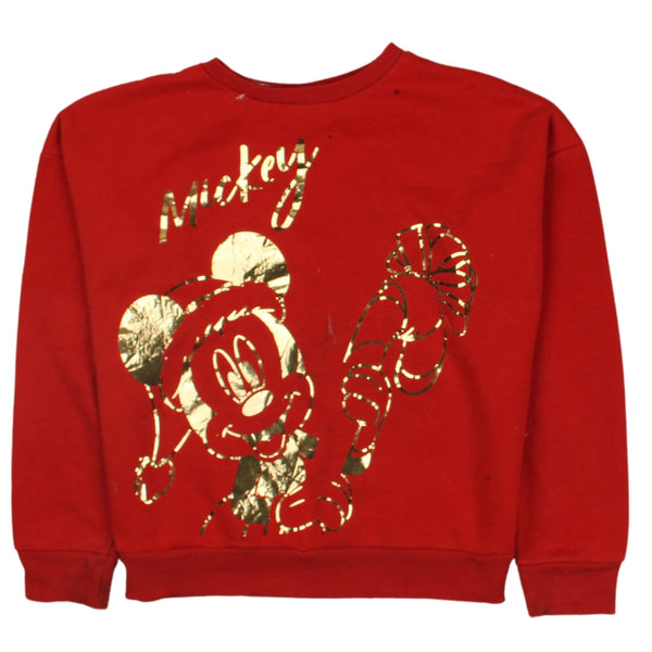 Vintage Disney 90's Red Mickey Mouse Crew Neck Sweatshirt XLarge
