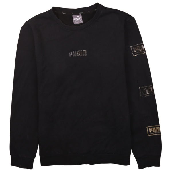 Puma 90s Vintage Heavyweight Black Crew Neck Sweatshirt Men's Small