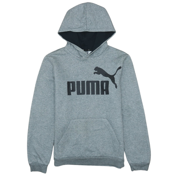 Puma 90's Vintage Spellout Grey Cotton Pullover Hoodie Women XL