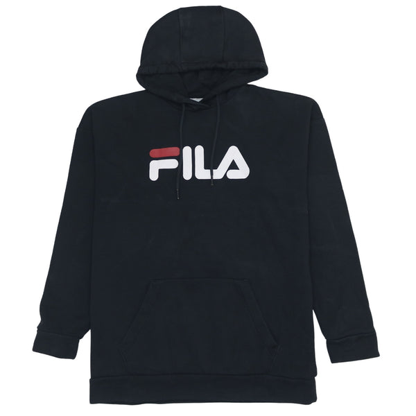 Fila 90's Black Spellout Pullover Hoodie XSmall Vintage Fashion