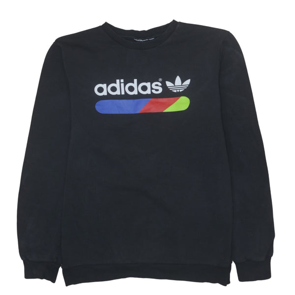 Adidas Vintage 90's Black Spellout Crew Neck Cashmere Sweatshirt Large