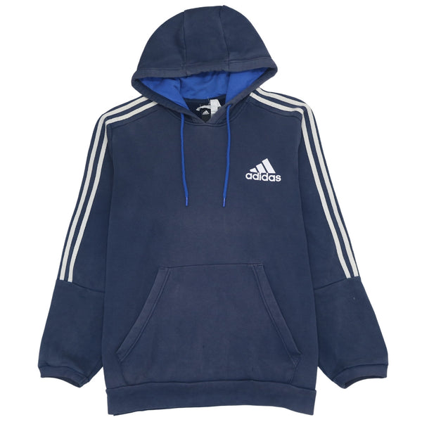 Adidas Vintage 90's Striped Sleeve Pullover Hoodie XL Black