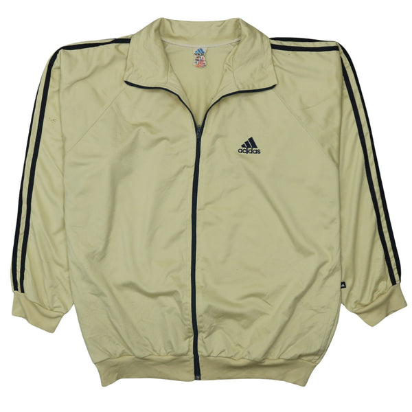 Adidas Vintage 90's Striped Sleeve Yellow Full Zip Sweatshirt XLarge