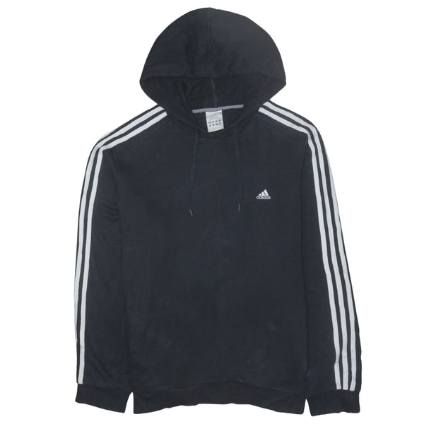 Adidas 90's Black XLarge Striped Sleeve Pullover Hoodie - Vintage Men’s