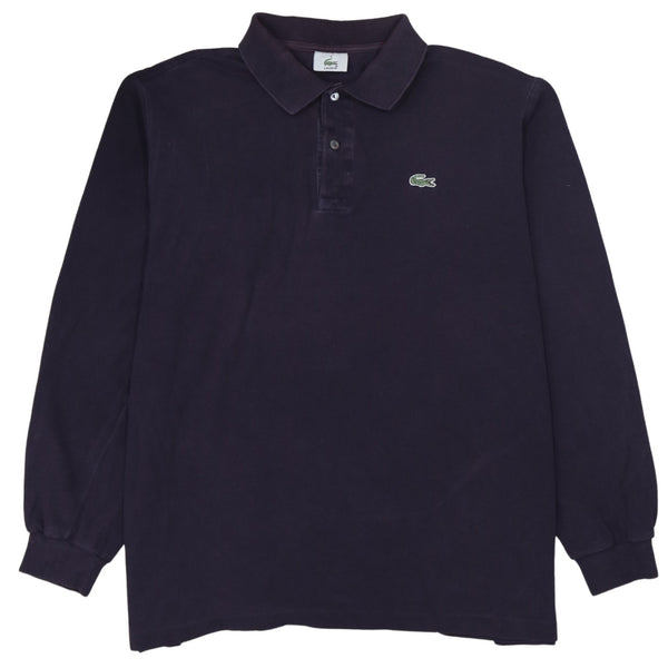 Lacoste 90's Long Sleeve Quarter Button Polo Shirt Large  Purple